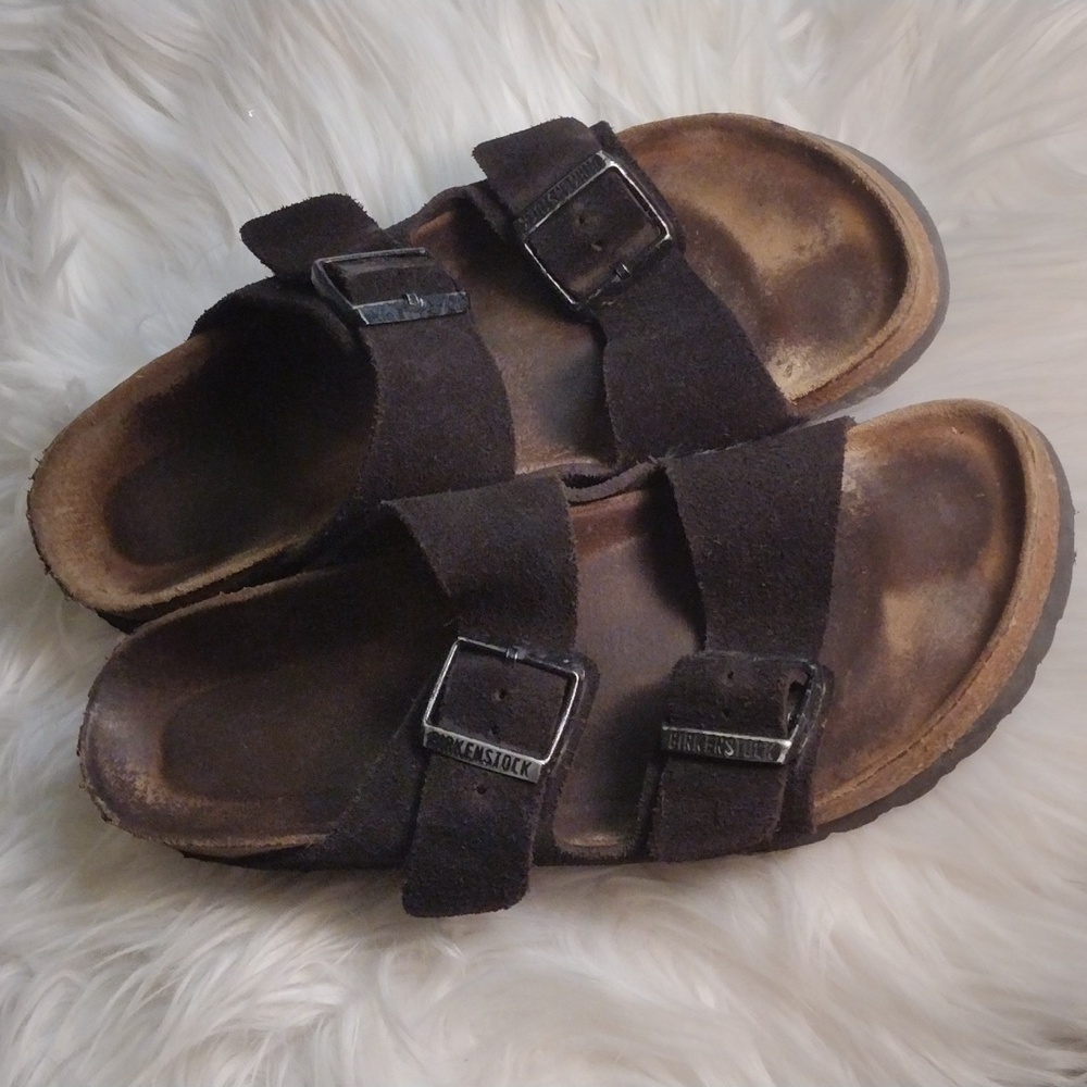 Birkenstock Arizona soft bed black suede sandal sz 39 or US 9